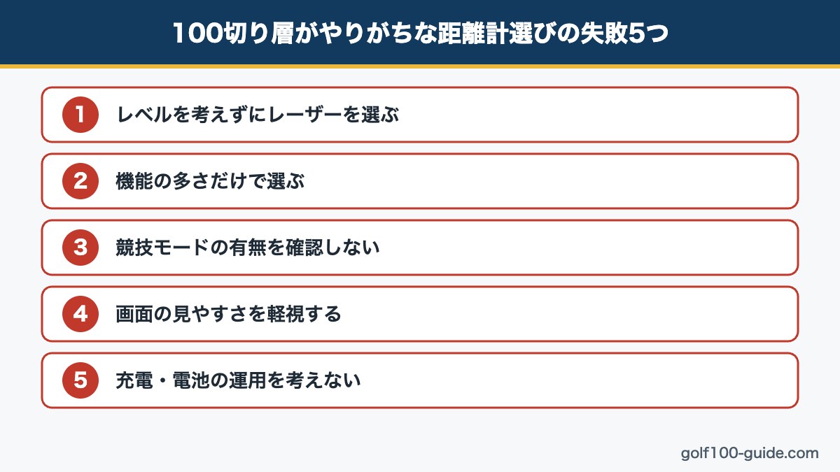 100切り層がやりがちなゴルフ距離計選びの失敗5つ図解