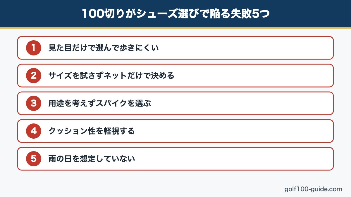 100切りがゴルフシューズ選びで陥る失敗5つ図解
